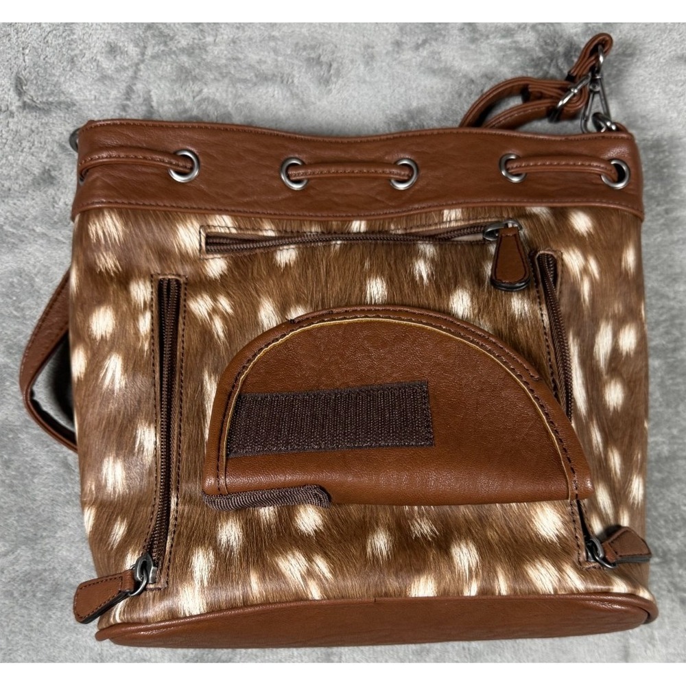 Angel Ranch Deer Print Concealed Carry Bucket Bag Brown Purse D330001102 - Picture 13 of 16